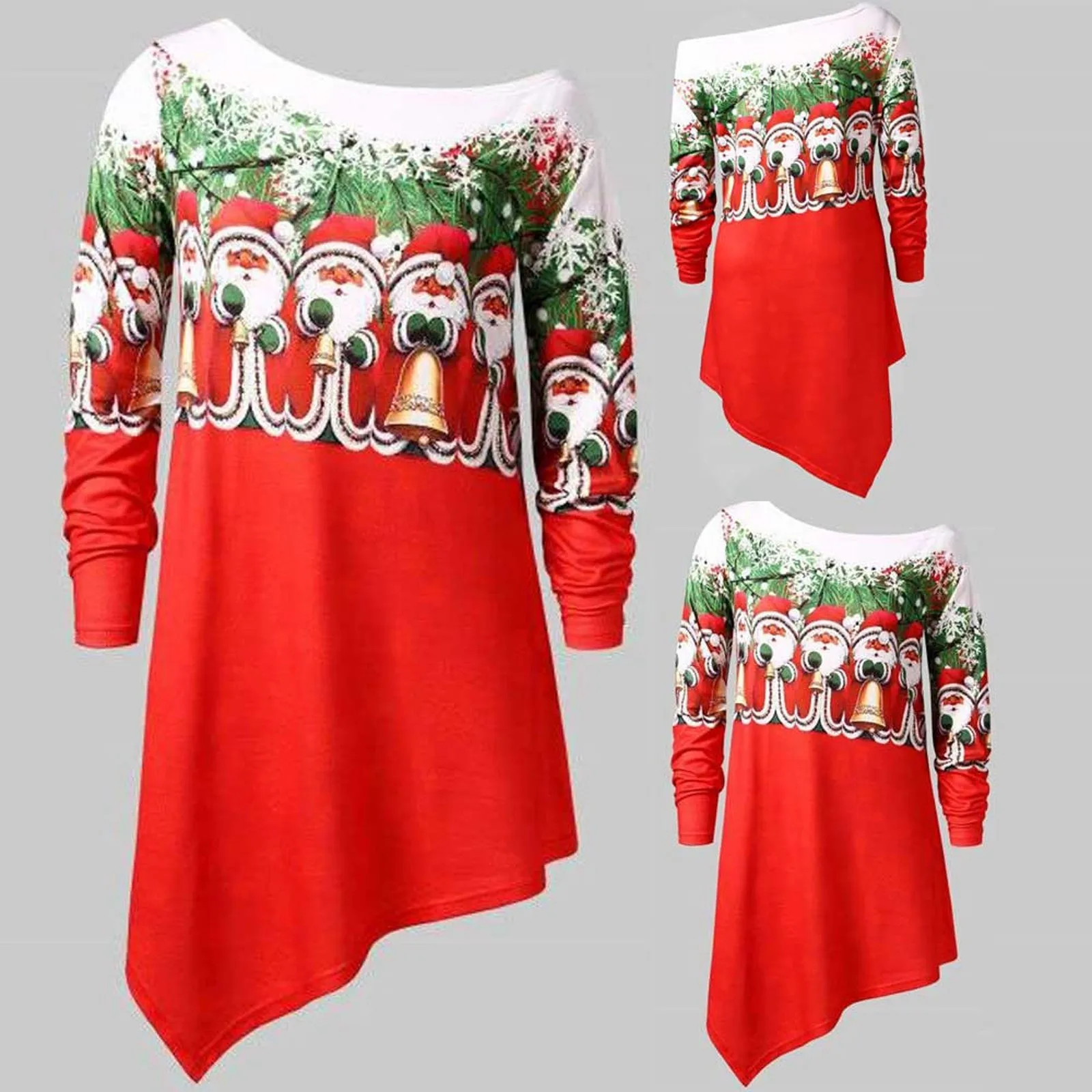 

Christmas bell Womens Christmas Fashion Blouse Bell Print O-Neck Tops женские ђболки among us hoodie Women's slanted top F4